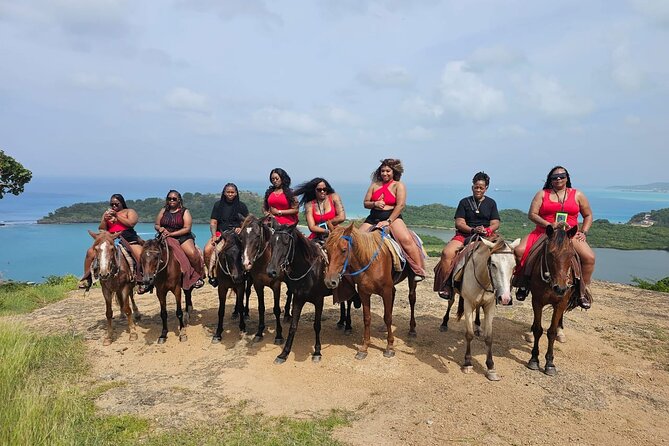 Horseback Riding at Hawksbill Beach in Five islands Antigua - The hilltop lookout above Galley Bay